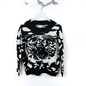 Tiger Black & Tan Crewneck Sweater Pullover Size M